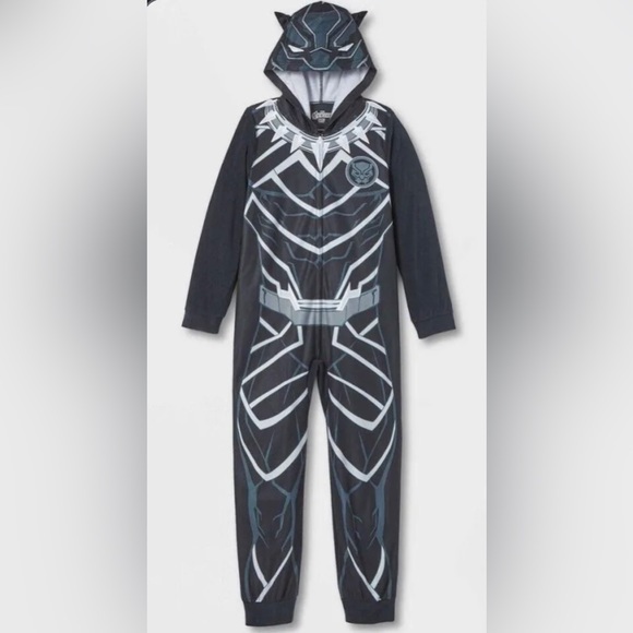 NWT KIDS BLACK PANTHER FLEECE ONESIE - Picture 1 of 1